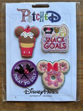 Disney Parks Patched 4 Patch Set-Disney Treats-Treat Yo Self-Snack Goals-NEW!